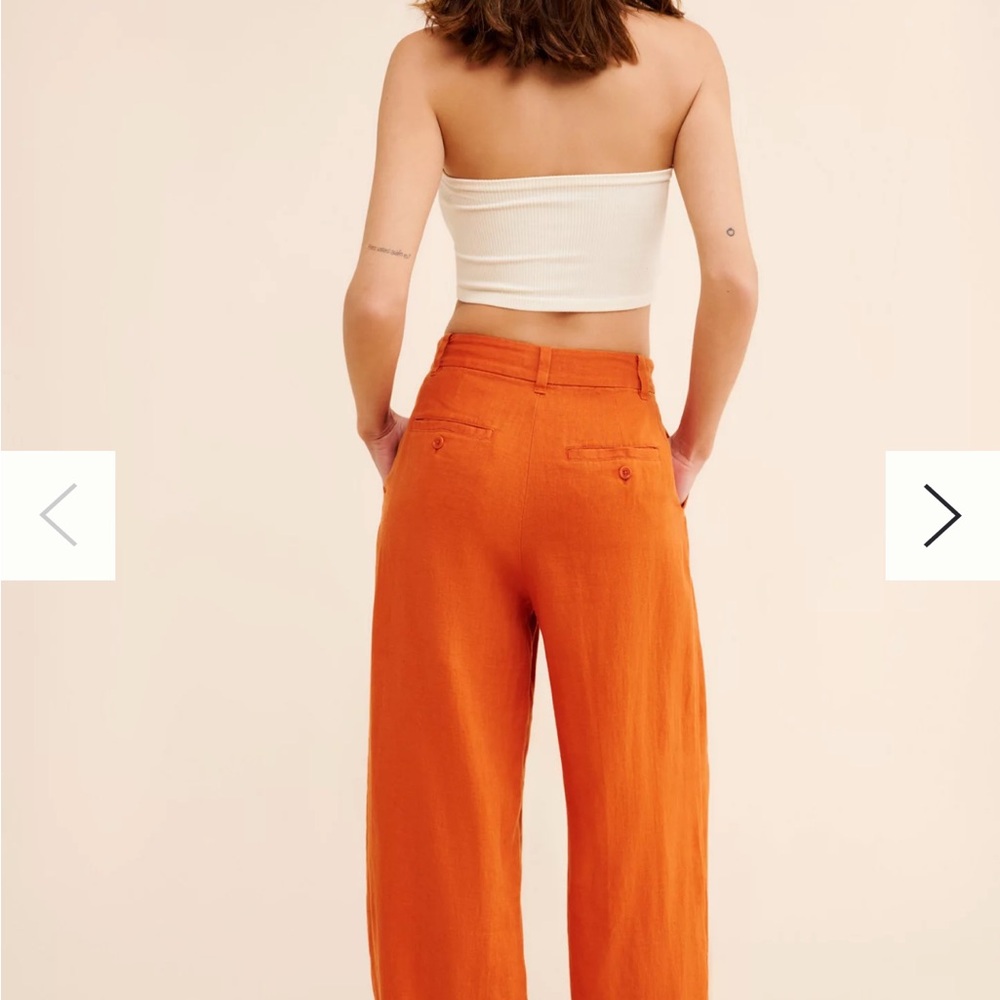 Madewell Harlow linen wide leg pant in rust orange